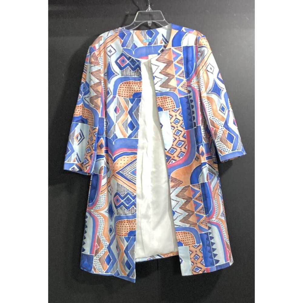 J. McLaughlin Womens Multicolor Abstract Print Longline Jacket Size XL NWT